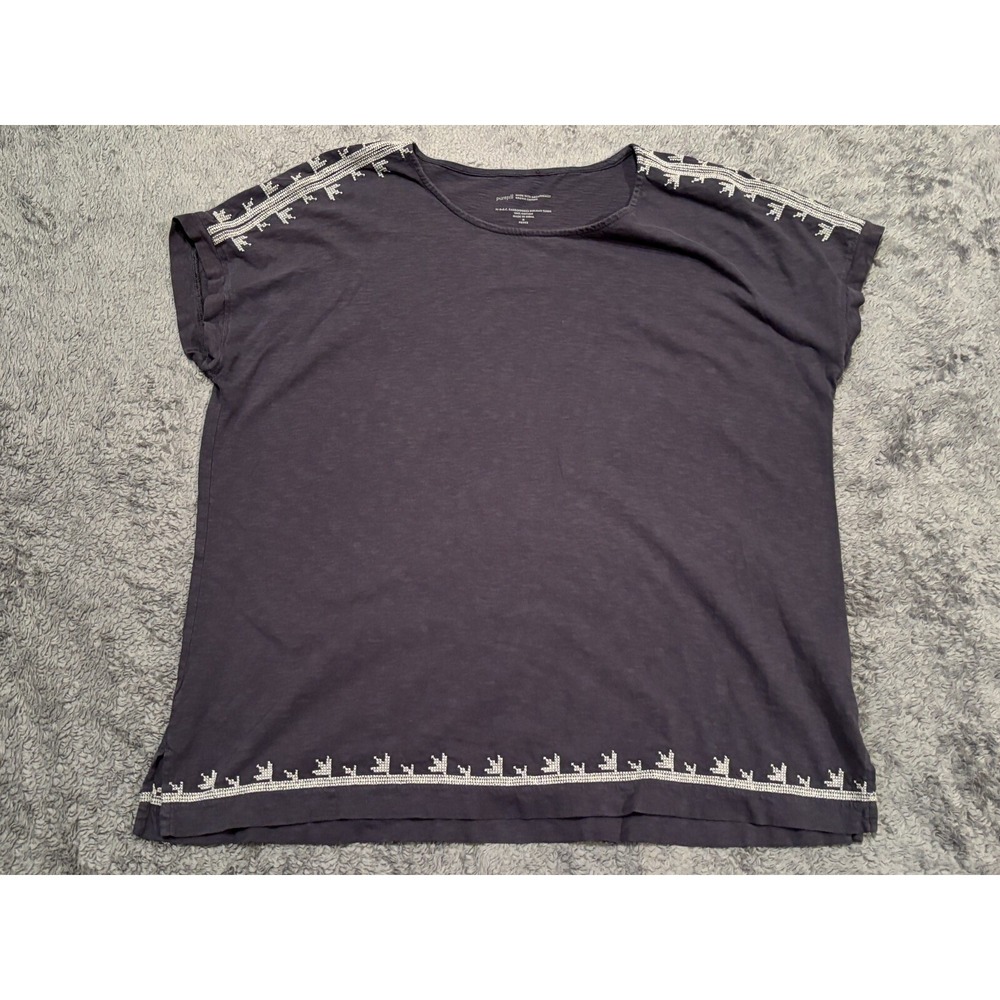Pure Jill Organic 100% Cotton Grey Embroidered Dolman Tunic Womens PM J. Jill